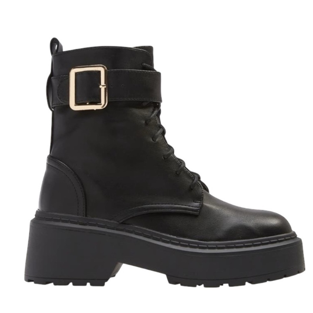 NWOT Billini Xanti vegan leather platform combat lug sole ankle boots - Picture 4 of 11